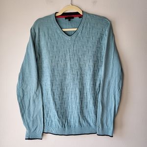 Ted Baker men's blue long sleeve V-neck golf knit pullover sweater Size M